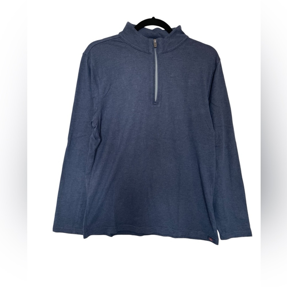 FAHERTY BRAND Suffolk Navy Cotton & Modal Quarter-Zip Pullover Size M